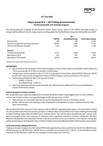 Thumbnail Pepco Group Quarterly Report 2022-q3