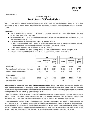 Thumbnail Pepco Group Quarterly Report 2023-q4