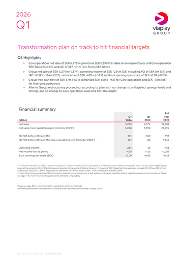 Vorschaubild Viaplay Group Quartalsbericht 2026-q1