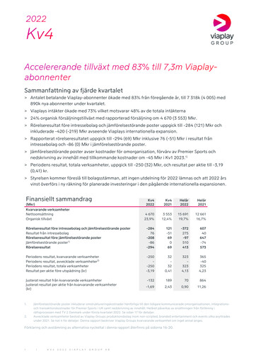 Thumbnail Viaplay Group Quarterly Report 2022-q4