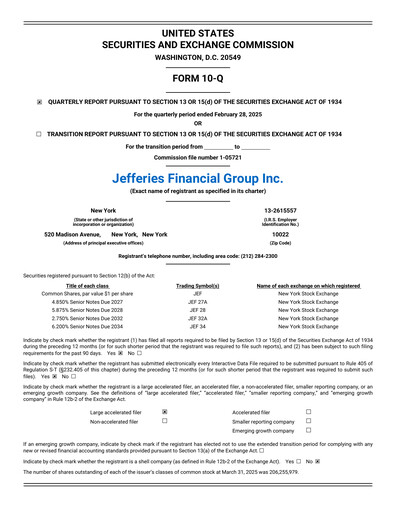 Thumbnail Jefferies Financial Group
 Quarterly Report 2025-q1