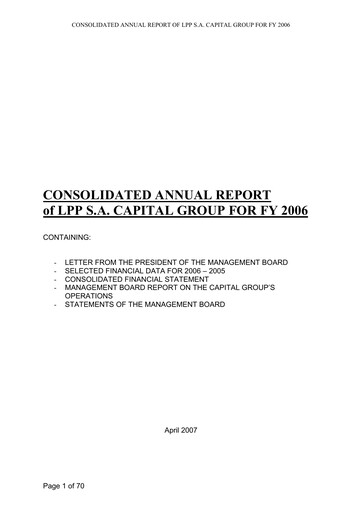 Vorschaubild LPP SA Jahresbericht 2006