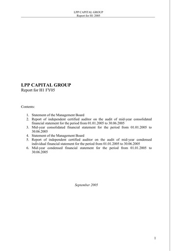 Vorschaubild LPP SA Halbjahresbericht 2005-h1
