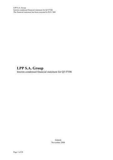 Thumbnail LPP SA Quarterly Report 2006-q3