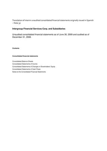 Vorschaubild Intercorp Financial Services Finanzmitteilung 2009-h1