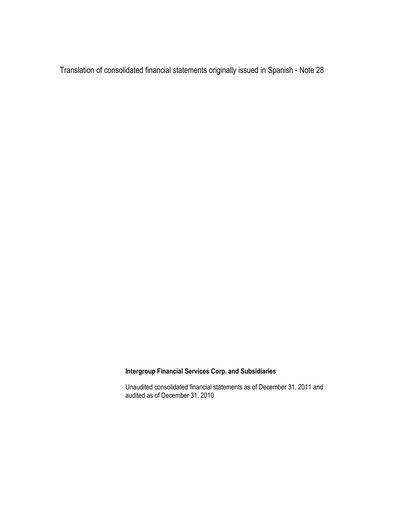 Vorschaubild Intercorp Financial Services Finanzmitteilung 2011