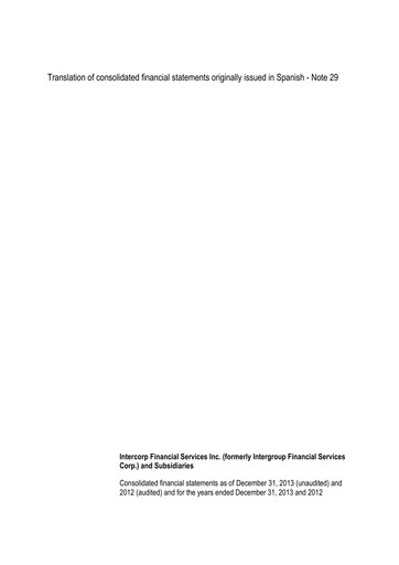 Vorschaubild Intercorp Financial Services Finanzmitteilung 2013