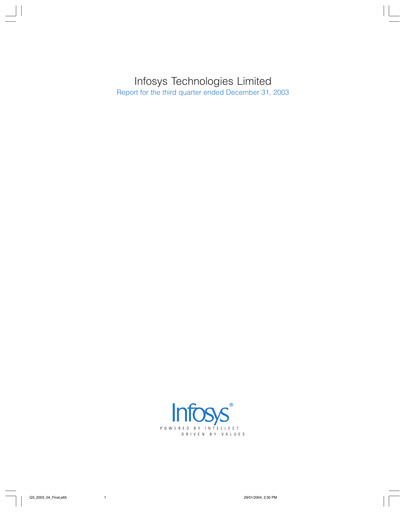 Vorschaubild Infosys Quartalsbericht 2003-q3