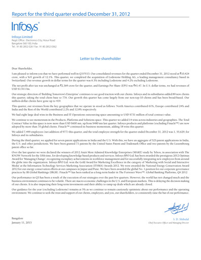 Vorschaubild Infosys Quartalsbericht 2012-q3