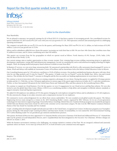 Vorschaubild Infosys Quartalsbericht 2013-q1