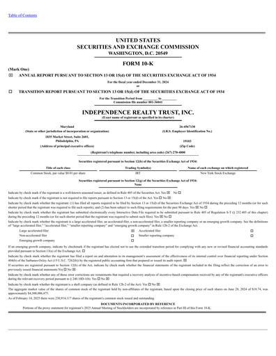 Thumbnail Independence Realty Trust
 Annual Report 2024