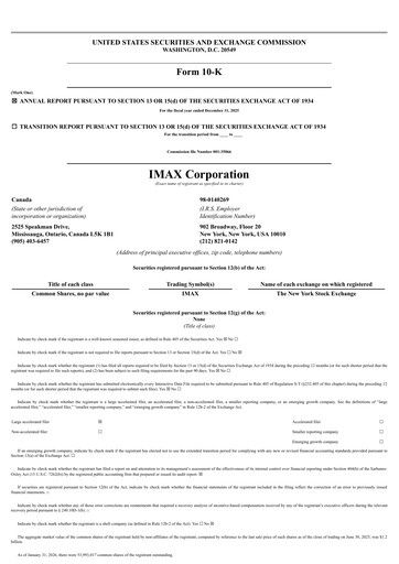 Vorschaubild Imax Corp Jahresbericht 2025
