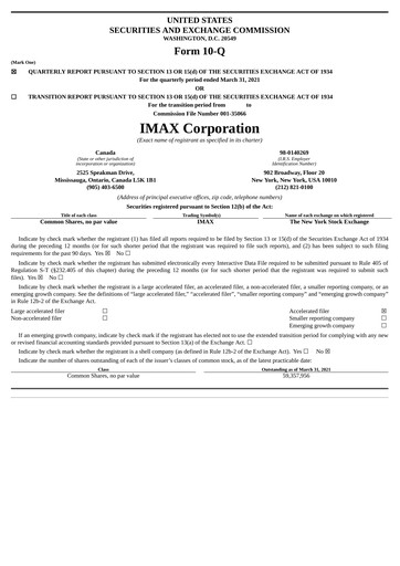 Thumbnail Imax Corp Quarterly Report 2021-q1