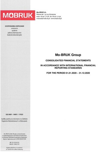 Miniature Mo-BRUK S.A. Bilan financier 2020