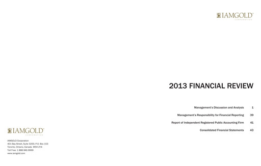 Miniature Iamgold
 Bilan financier 2013
