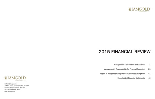 Miniature Iamgold
 Bilan financier 2015