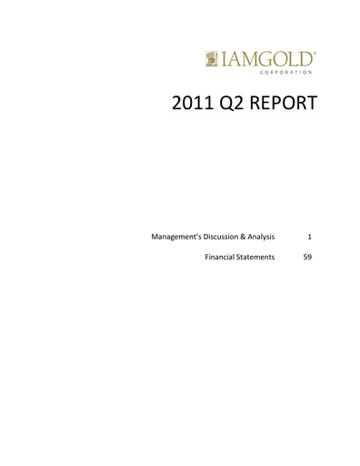 Thumbnail Iamgold
 Quarterly Report 2011-q2