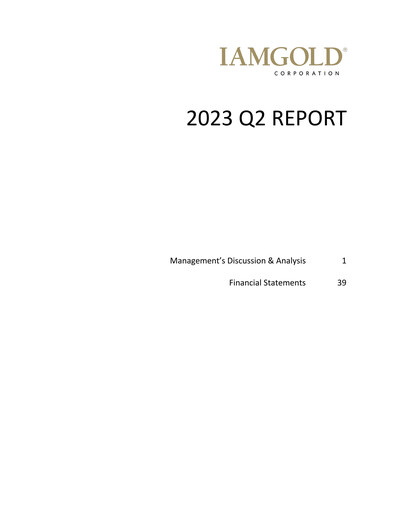 Miniature Iamgold
 Rapport trimestriel 2023-q2