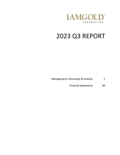 Miniature Iamgold
 Rapport trimestriel 2023-q3