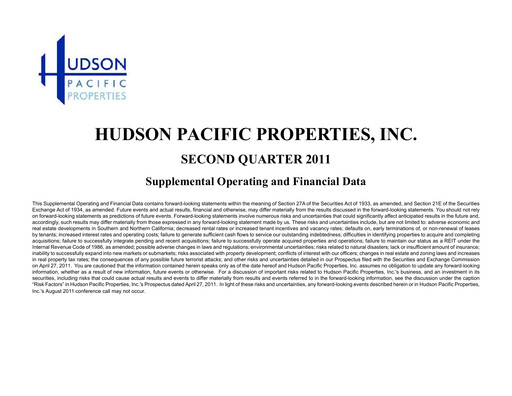 Thumbnail Hudson Pacific Properties
 Quarterly Report 2011-q2