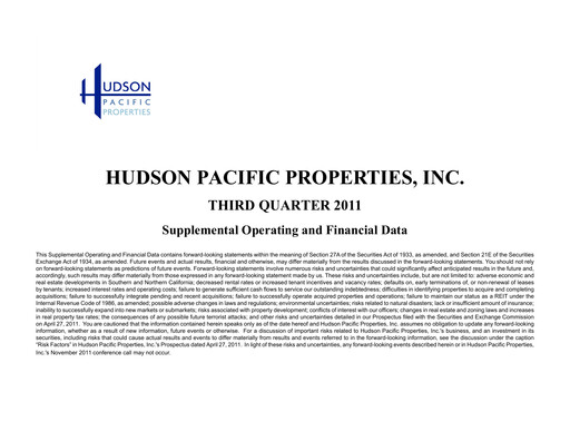 Thumbnail Hudson Pacific Properties
 Quarterly Report 2011-q3