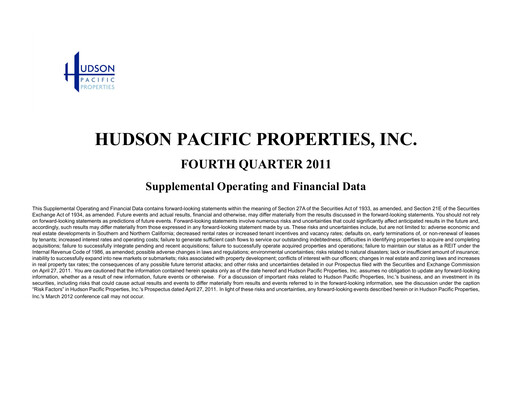 Thumbnail Hudson Pacific Properties
 Quarterly Report 2011-q4