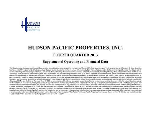 Thumbnail Hudson Pacific Properties
 Quarterly Report 2013-q4