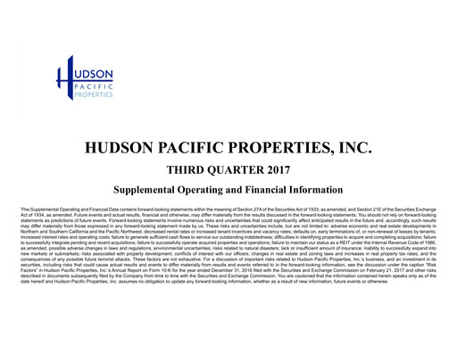 Thumbnail Hudson Pacific Properties
 Quarterly Report 2017-q3