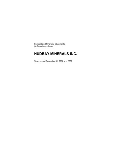 Thumbnail Hudbay Minerals
 Financial Statement 2008