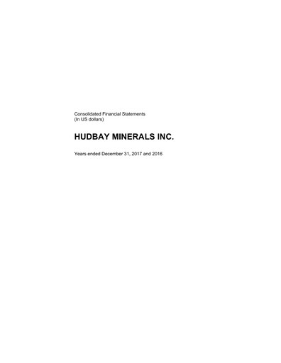Thumbnail Hudbay Minerals
 Financial Statement 2017
