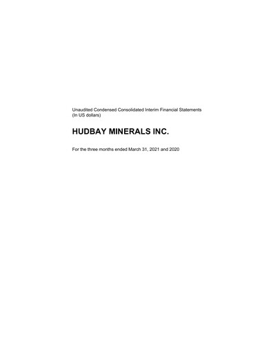 Thumbnail Hudbay Minerals
 Quarterly Report 2021-q1