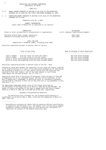 Thumbnail Hubbell Annual Report 2000