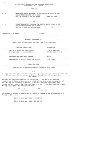 Miniature Hubbell Rapport trimestriel 1994-q2