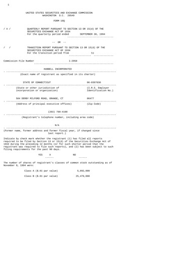Miniature Hubbell Rapport trimestriel 1994-q3