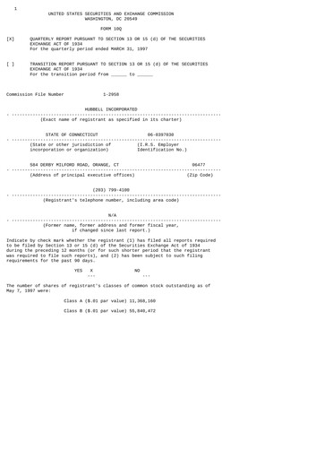 Miniature Hubbell Rapport trimestriel 1997-q1