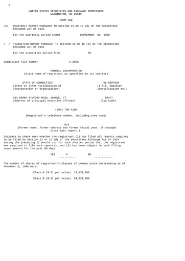 Miniature Hubbell Rapport trimestriel 1998-q3