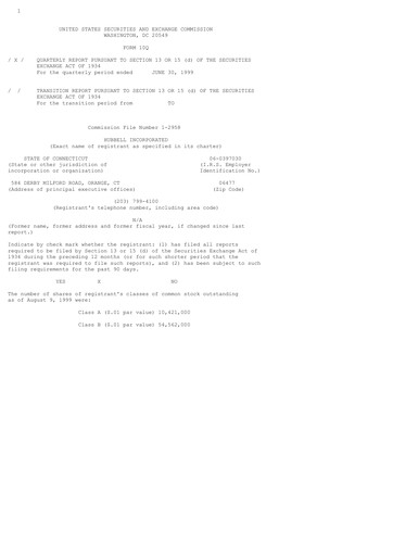 Miniature Hubbell Rapport trimestriel 1999-q2