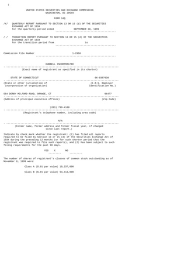 Miniature Hubbell Rapport trimestriel 1999-q3