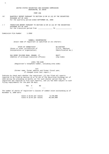 Miniature Hubbell Rapport trimestriel 2000-q3