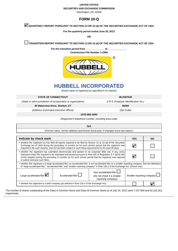 Miniature Hubbell Rapport trimestriel 2012-q2