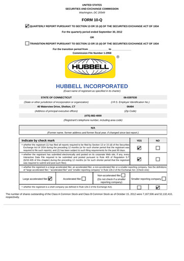 Miniature Hubbell Rapport trimestriel 2012-q3