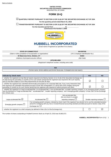 Miniature Hubbell Rapport trimestriel 2018-q1