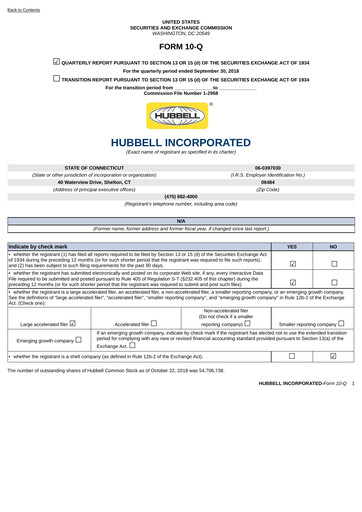 Miniature Hubbell Rapport trimestriel 2018-q3