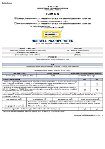 Miniature Hubbell Rapport trimestriel 2019-q1