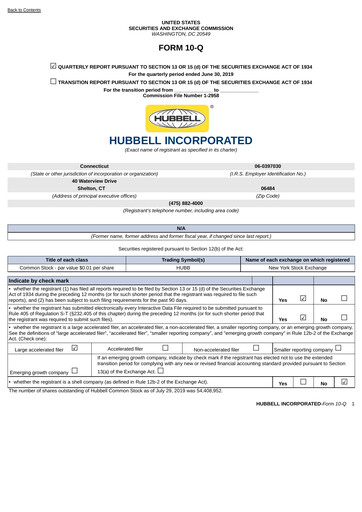Miniature Hubbell Rapport trimestriel 2019-q2
