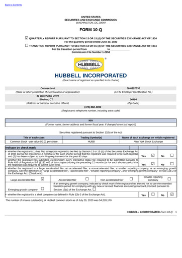 Miniature Hubbell Rapport trimestriel 2020-q2