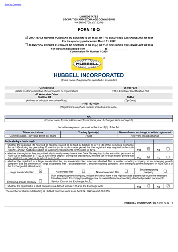 Thumbnail Hubbell Quarterly Report 2022-q1