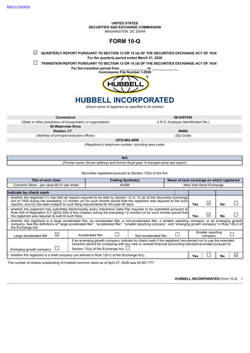 Thumbnail Hubbell Quarterly Report 2026-q1