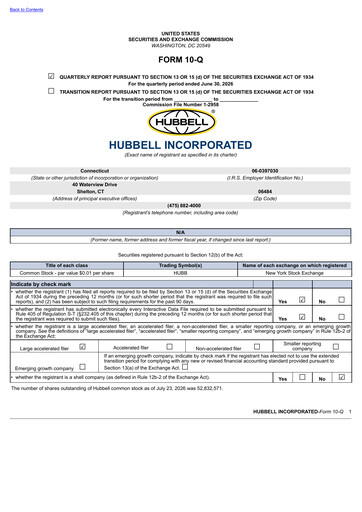 Thumbnail Hubbell Quarterly Report 2026-q2