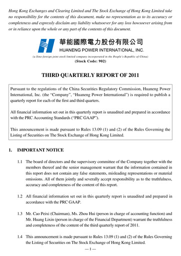 Thumbnail Huaneng Power International Quarterly Report 2011-q3